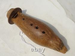 Antique early HAND CARVED FOLK ART WOOD ESKIMO SEAL WHISTLE music TREEN FIGURAL