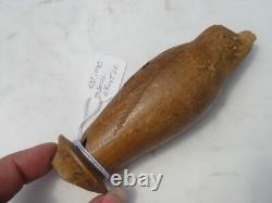 Antique early HAND CARVED FOLK ART WOOD ESKIMO SEAL WHISTLE music TREEN FIGURAL