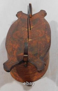 Antique folk art Swedish bride's box 19th century carved decorated paint flowers