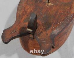 Antique folk art Swedish bride's box 19th century carved decorated paint flowers