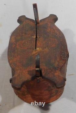 Antique folk art Swedish bride's box 19th century carved decorated paint flowers
