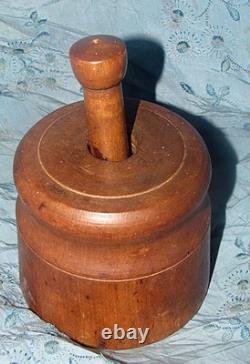 Antique folk art butter mold plunger style carved bull or ox patina AAFA