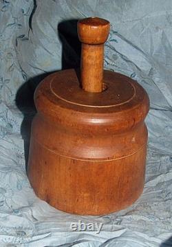 Antique folk art butter mold plunger style carved bull or ox patina AAFA
