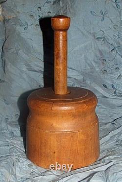Antique folk art butter mold plunger style carved bull or ox patina AAFA