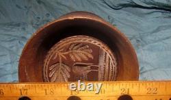 Antique folk art butter mold plunger style carved bull or ox patina AAFA