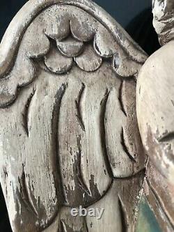 Antique hand carved Winged Angel Cherub Folk Art ARTEMIS Putti Figure 14 Tall
