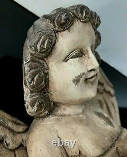 Antique hand carved Winged Angel Cherub Folk Art ARTEMIS Putti Figure 14 Tall