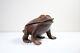 Antique Hand Carved Lidded Wood Frog Folk Art