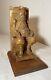 Antique Hand Carved Seated Figural Seated Man Wood Sculpture Statue Folk Art