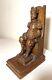 Antique Hand Carved Seated Figural Seated Man Wood Sculpture Statue Folk Art