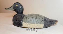 Antique hand carved wood Folk Art bluebill Drake duck decoy bird sculpture