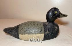 Antique hand carved wood Folk Art bluebill Drake duck decoy bird sculpture