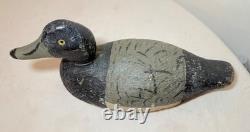 Antique hand carved wood Folk Art bluebill Drake duck decoy bird sculpture