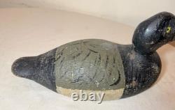 Antique hand carved wood Folk Art bluebill Drake duck decoy bird sculpture