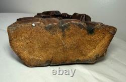 Antique hand carved wood Folk Art hunting man with rifle sculpture statue figure