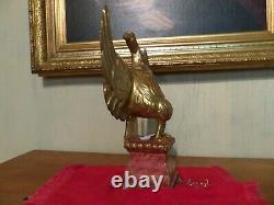 Antique hand carved wood folk art 19th c americana guilt painted eagle on plinth