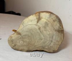 Antique hand carved wood glass eyes Folk Art snake cobra sculpture statue figure