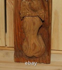 Antique hand carving wood wall hanging nude woman back figurine