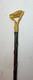 Antique Handmade Carved Buffalo Horn Wood Folk Art Cane Walking Stick