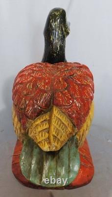 Antique painted goose duck carved folk art polychrome 19th century maple walnut