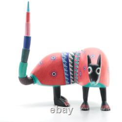 Armadillo Oaxacan Alebrige Wood Carving Handcarved Signed Mexican Folk Art