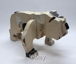 Art Deco 1930's American Folk Art Wooden Bulldog Sculpture