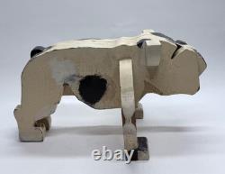 Art Deco 1930's American Folk Art Wooden Bulldog Sculpture