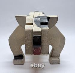 Art Deco 1930's American Folk Art Wooden Bulldog Sculpture