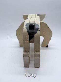 Art Deco 1930's American Folk Art Wooden Bulldog Sculpture