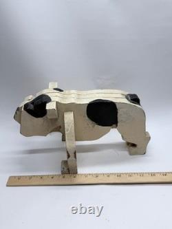 Art Deco 1930's American Folk Art Wooden Bulldog Sculpture
