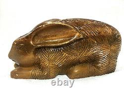 Arthur Court Folk Art Hand Carved Wooden Bunny Rabbit 4.5H x 10L Antique 1918