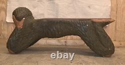 Artist Made Hand Painted Carved Wooden Monkey Bench Folk Art Sculpture