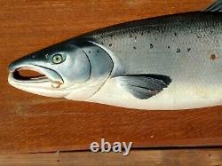 Atlantic Salmon wood carving fish wall mount JOHN TULLY Scotland 1900's