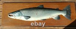 Atlantic Salmon wood carving fish wall mount JOHN TULLY Scotland 1900's