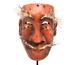 Atq Mexican Guerrero Folk Art Carved Wood Bearded Man Real Hair Dance Mask Red