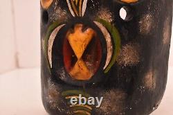 Atq Mexican Guerrero Folk Art Carved Wood Owl Bird Face Vintage Dance Mask 11.5