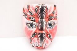 Atq Mexican Guerrero Folk Art Carved Wood Spider Face Vtg Man Dance Mask 10.5