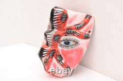 Atq Mexican Guerrero Folk Art Carved Wood Spider Face Vtg Man Dance Mask 10.5
