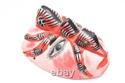 Atq Mexican Guerrero Folk Art Carved Wood Spider Face Vtg Man Dance Mask 10.5