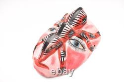 Atq Mexican Guerrero Folk Art Carved Wood Spider Face Vtg Man Dance Mask 10.5