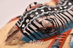 Atq Mexican Guerrero Folk Art Carved Wood Spider Face Vtg Woman Dance Mask 10.5