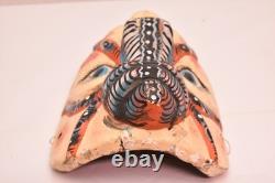 Atq Mexican Guerrero Folk Art Carved Wood Spider Face Vtg Woman Dance Mask 10.5