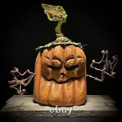 Autumn Decor Folk Art Halloween Folk Art Chainsaw Carving Ooak Shrum