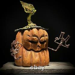 Autumn Decor Folk Art Halloween Folk Art Chainsaw Carving Ooak Shrum