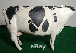 Awesome Hand Carved Folk Art Holstein Milk Cow Larry Koosed 2008