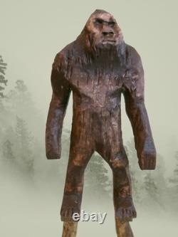 BIGFOOT & YETI TOTEM -My 12.75 tall hand carved, signed fig's