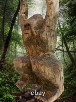 BIGFOOT & YETI TOTEM -My 12.75 tall hand carved, signed fig's