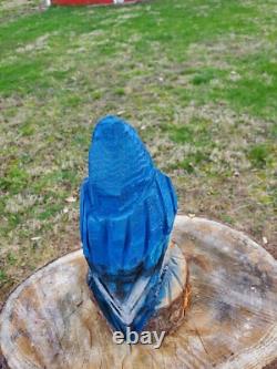 BLUE JAY Chainsaw Carving Wooden BLUE JAY Statue 14 Tall Hand Made