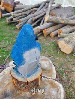 BLUE JAY Chainsaw Carving Wooden BLUE JAY Statue 14 Tall Hand Made