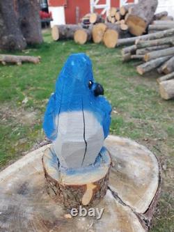 BLUE JAY Chainsaw Carving Wooden BLUE JAY Statue 14 Tall Hand Made